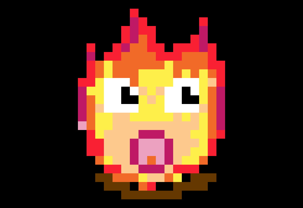 feu chaud pixel art vignette fond noir