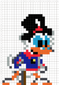 Balthazar Picsou pixel art grille fond blanc