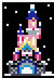 chateau disney pixel art fond noir
