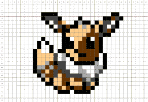 pixel art du pokémon évoli sur fond blanc