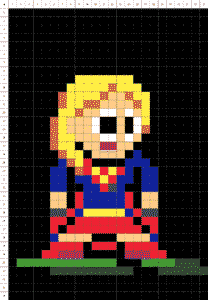 Supergirl pixel art fond noir