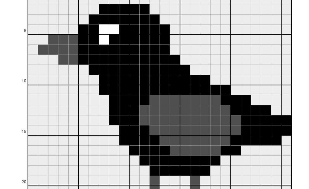 Pixel art corbeau Corbeau : modèle gratuit à télécharger