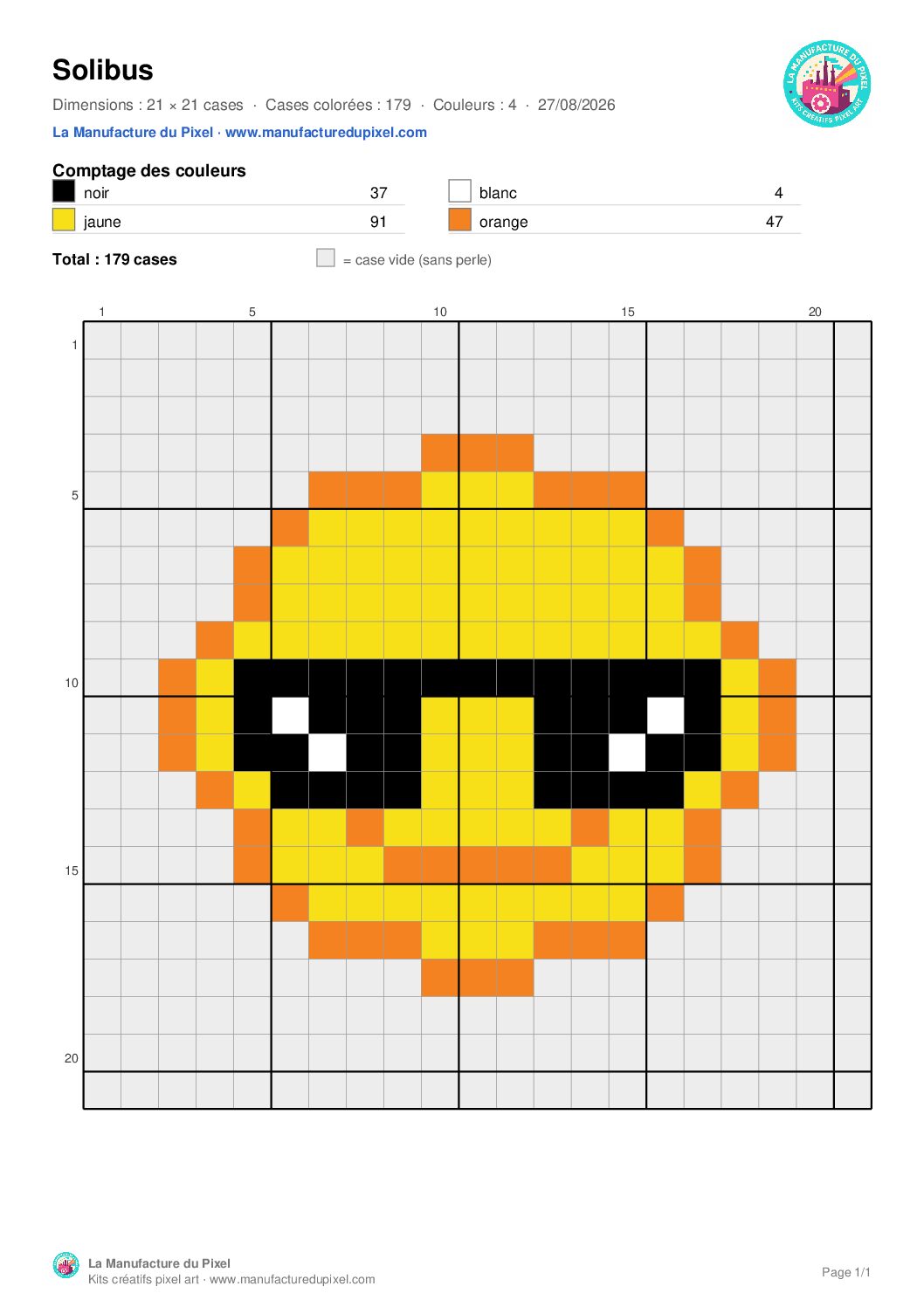 Modèle pixel art gratuit Solibus à télécharger – La Manufacture du Pixel
