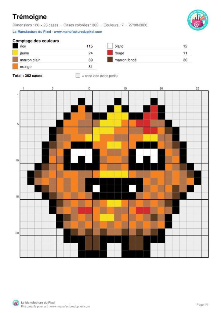 Pixel art monstre Trémoigne : modèle gratuit à télécharger